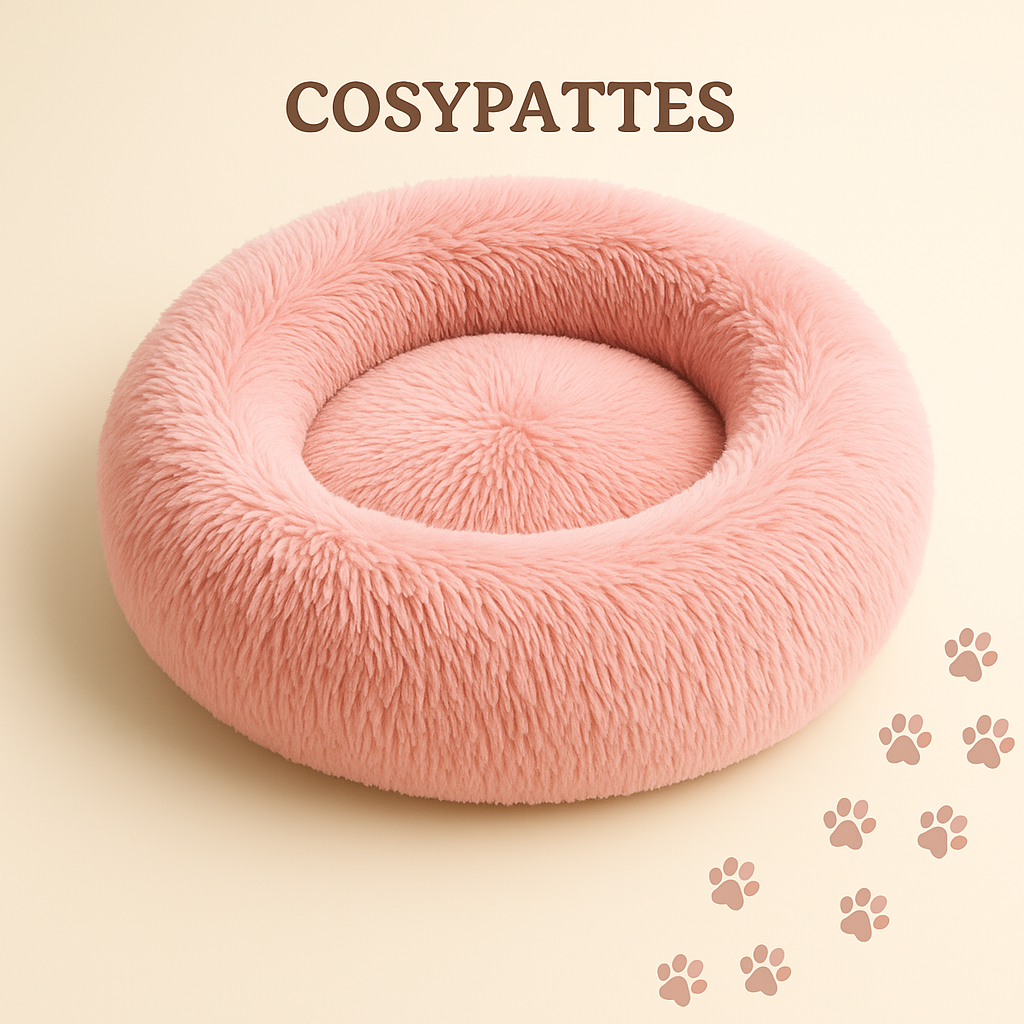 Lit cosy moelleux ROSE pour chien et chat